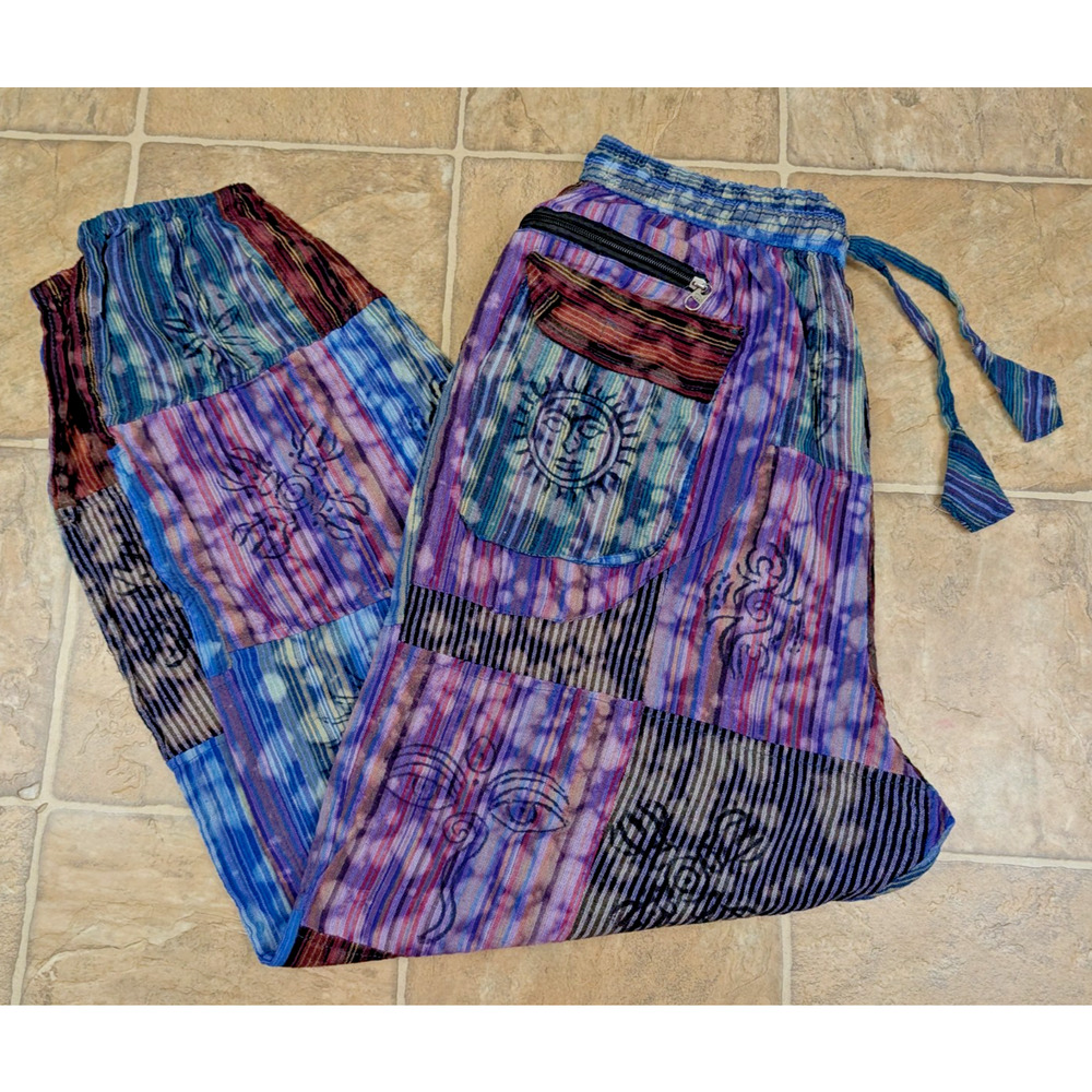 Rising International sz XL women's Patchwork Pants hippie festival 2183